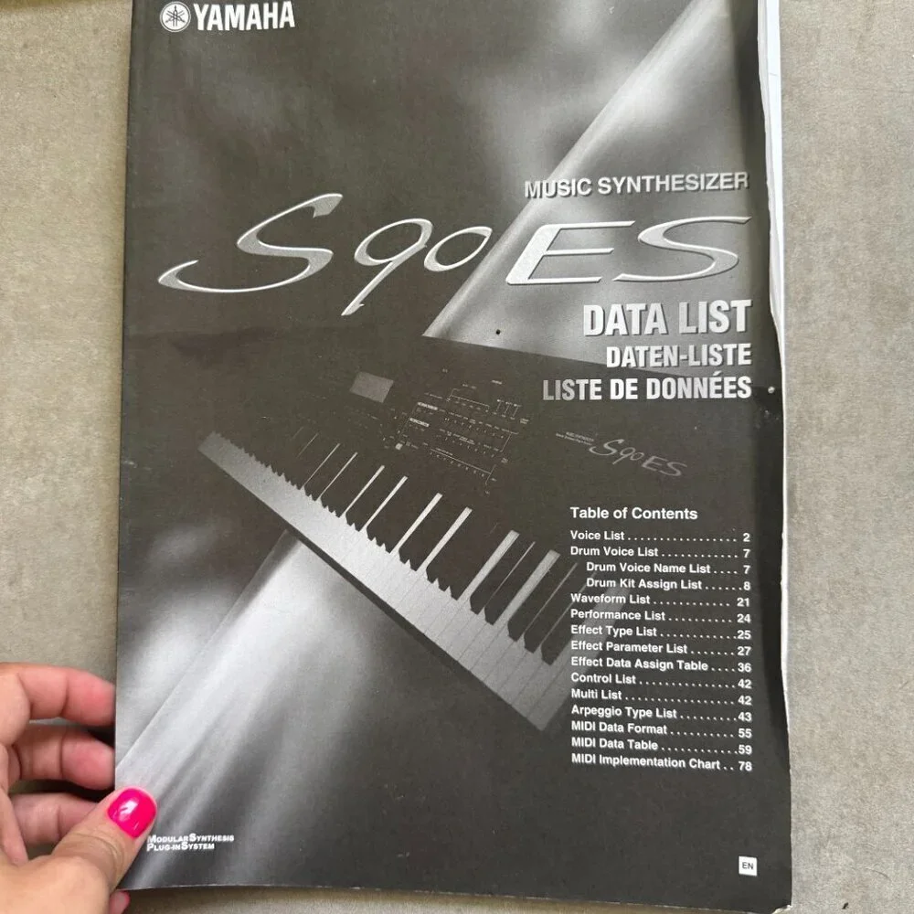 Yamaha S90ES Owner's Manual + Data List Booklet Synthesizer Guides